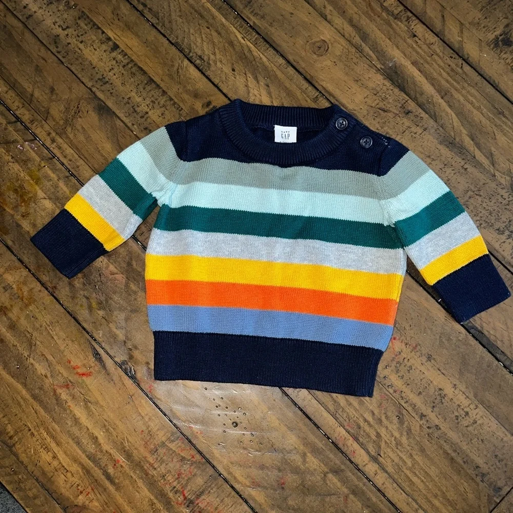 Baby GAP Navy Multi-Stripe Crewneck Sweater